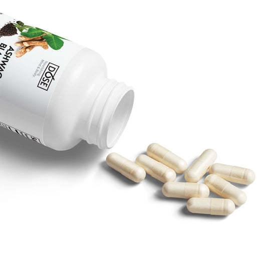 Ashwagandha Supplement with Black Pepper for Stress Relief & Mood Balance (60 Capsules)